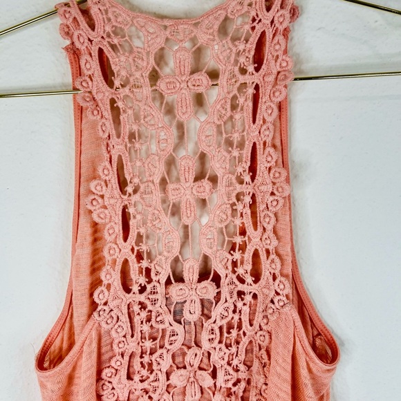 American Dream Women’s Small Coral Sleeveless Crochet Racerback Tank Top Boho - Picture 9 of 9